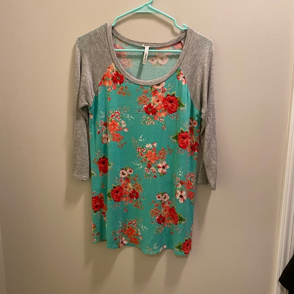 Teal Floral Top